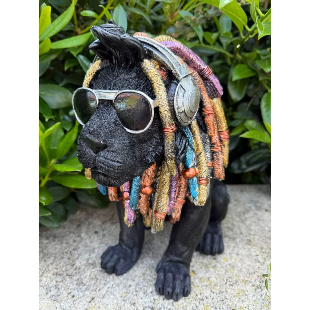 Löwenfigur „Rasta Vibes“ – Schwarz klein
