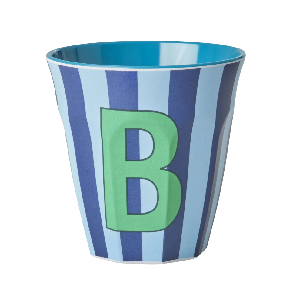 Mittelgroße Buchstabenbecher - Blau - B - Stripes
