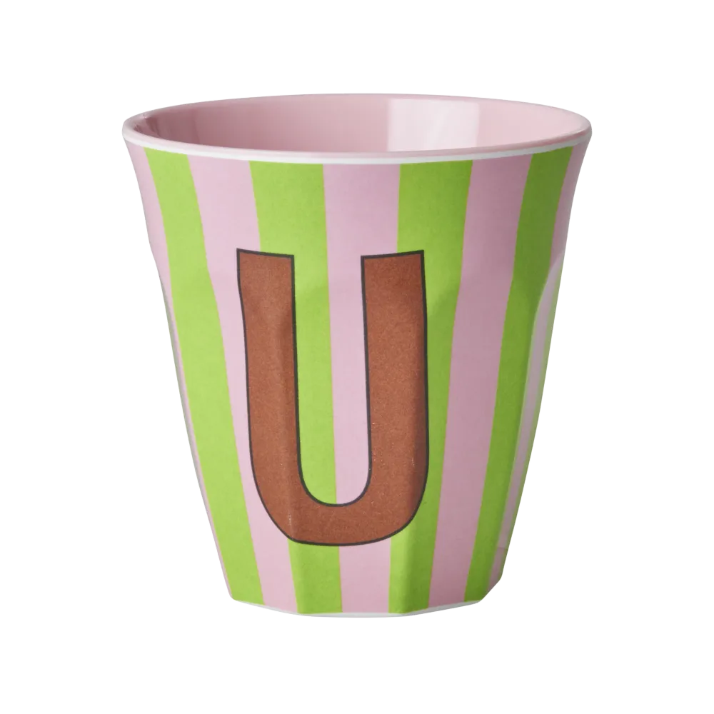 Mittelgroße Buchstabenbecher - Pink - U - Stripes