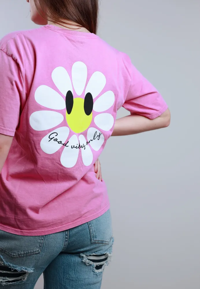 MOOIJ Good Vibes Only T-Shirt - Acidwash Pink