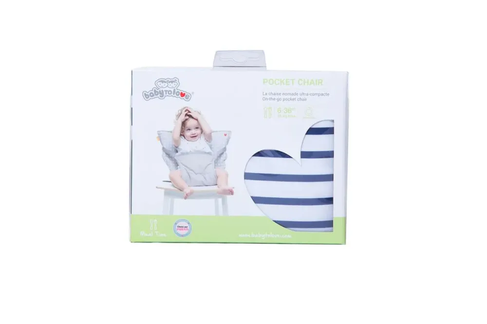 Pocket Seat – Taschensitz für unterwegs – Blue Stripes