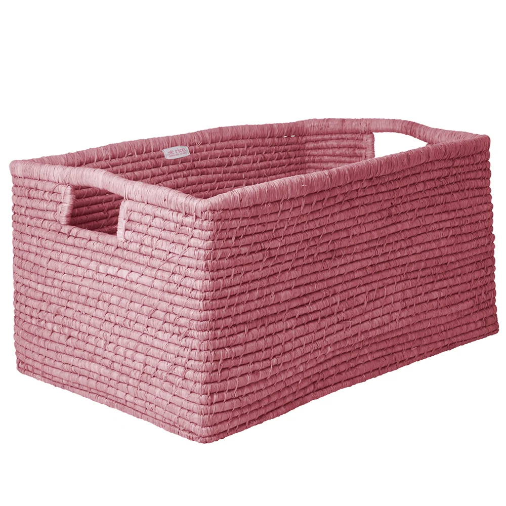 Rice rechteckiger Aufbewahrungskorb mit Griffen 'Raffia' Extra Large Pink
