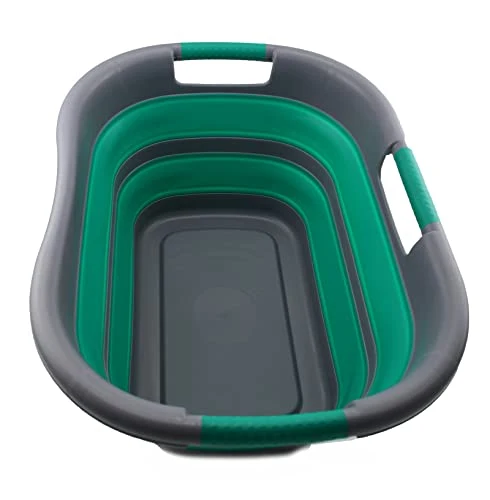 SAMMART Wäschekorb, faltbar, Kunststoff, 30 l, faltbar, Pop-Up-Aufbewahrungsbehälter/Organizer – tragbare Waschwanne – pla...