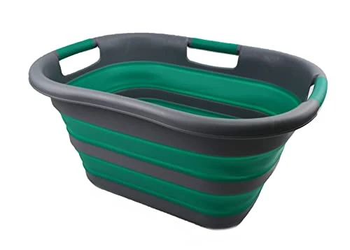 SAMMART Wäschekorb, faltbar, Kunststoff, 30 l, faltbar, Pop-Up-Aufbewahrungsbehälter/Organizer – tragbare Waschwanne – pla...