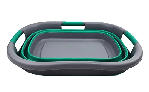 SAMMART Wäschekorb, faltbar, Kunststoff, 30 l, faltbar, Pop-Up-Aufbewahrungsbehälter/Organizer – tragbare Waschwanne – pla...