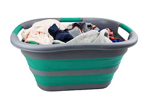 SAMMART Wäschekorb, faltbar, Kunststoff, 30 l, faltbar, Pop-Up-Aufbewahrungsbehälter/Organizer – tragbare Waschwanne – pla...
