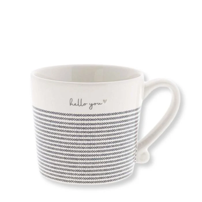 Tasse - Weiss mit „Stripes Hello You“ Schwarz, 200 ml