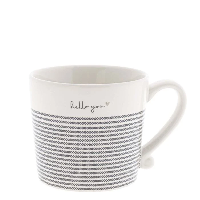 Tasse - Weiss mit „Stripes Hello You“ Schwarz, 200 ml