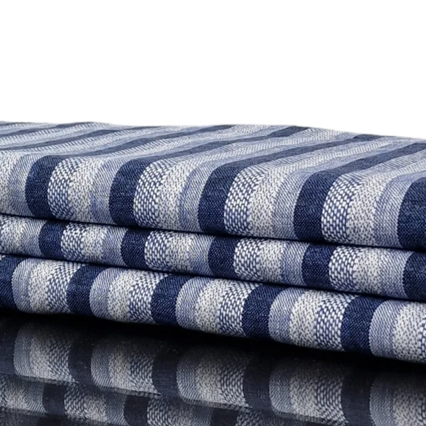 Viskose Leinen stripes blue