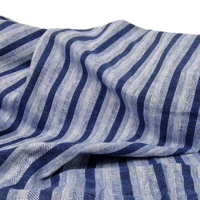 Viskose Leinen stripes blue
