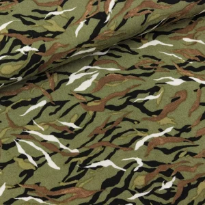 Viskosestoff Chally Animal Stripes khaki-schwarz