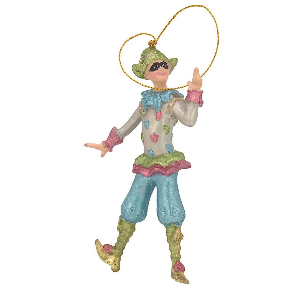 Christbaumschmuck Figur Harlekin Deko Hänger silber blau rosa grün 14cm