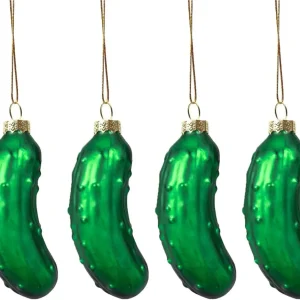 HERZWILD Weihnachtsgurke 4er Set Glas Weihnachtsbaumschmuck