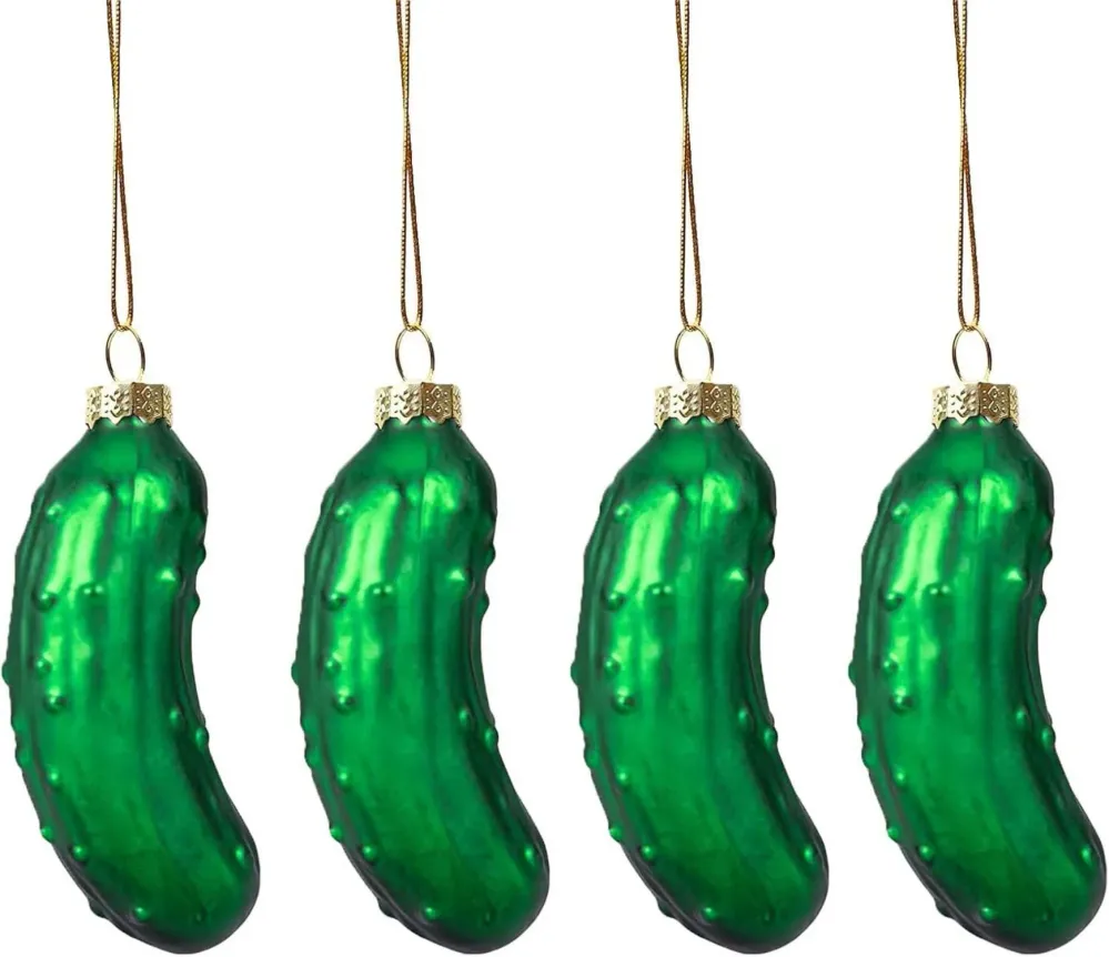 HERZWILD Weihnachtsgurke 4er Set Glas Weihnachtsbaumschmuck