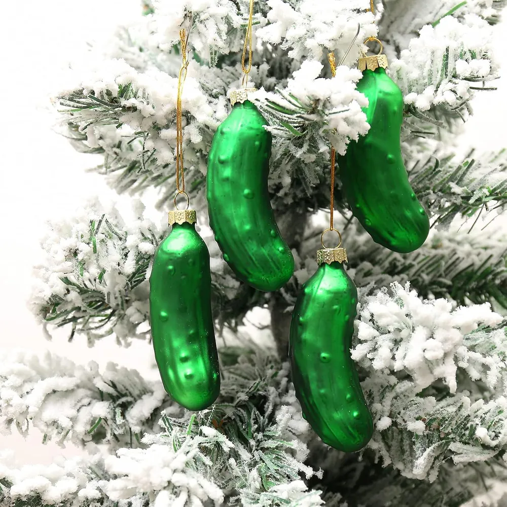 HERZWILD Weihnachtsgurke 4er Set Glas Weihnachtsbaumschmuck