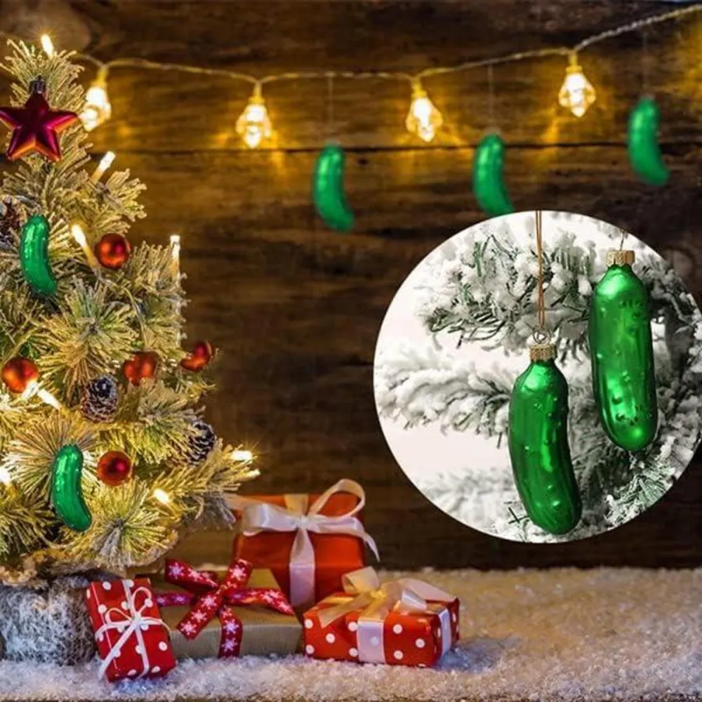 HERZWILD Weihnachtsgurke 4er Set Glas Weihnachtsbaumschmuck