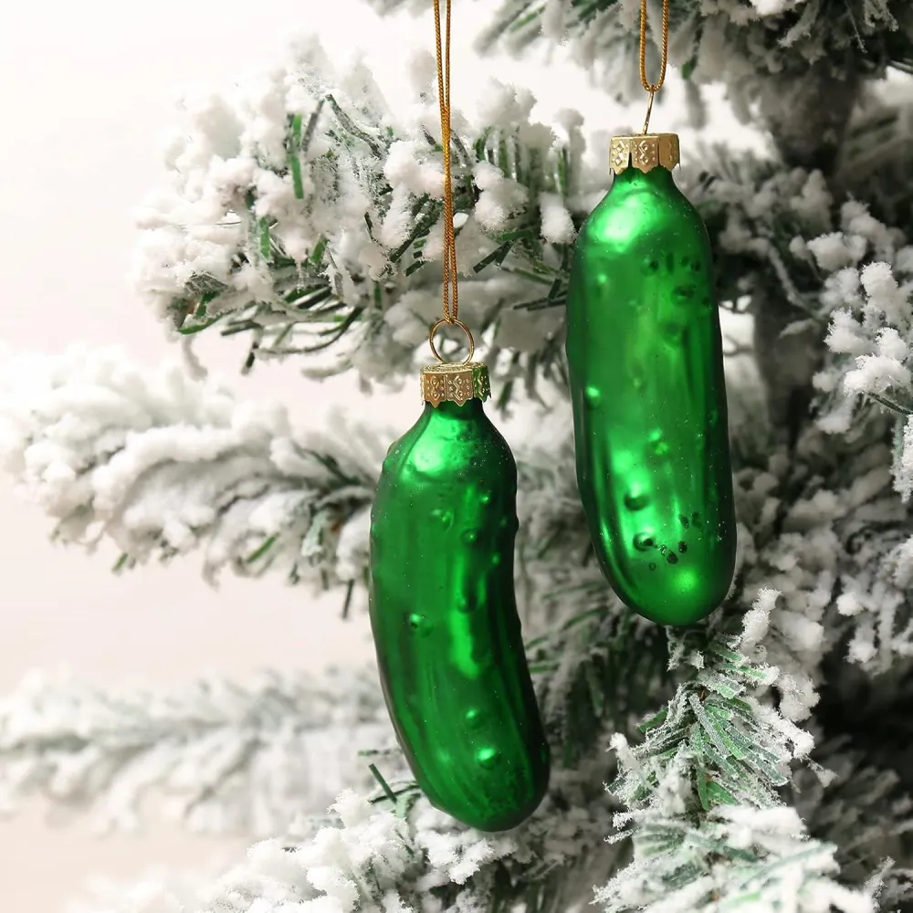 HERZWILD Weihnachtsgurke 4er Set Glas Weihnachtsbaumschmuck