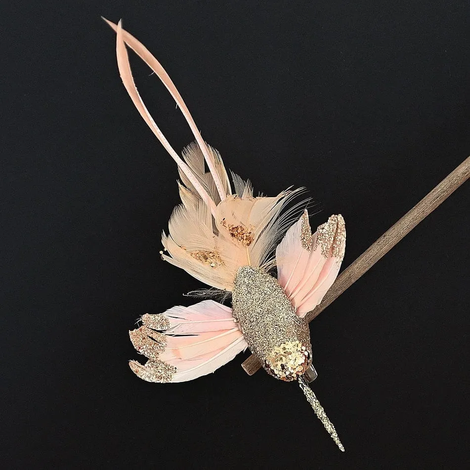 Kolibri auf Clip, gold/rosé