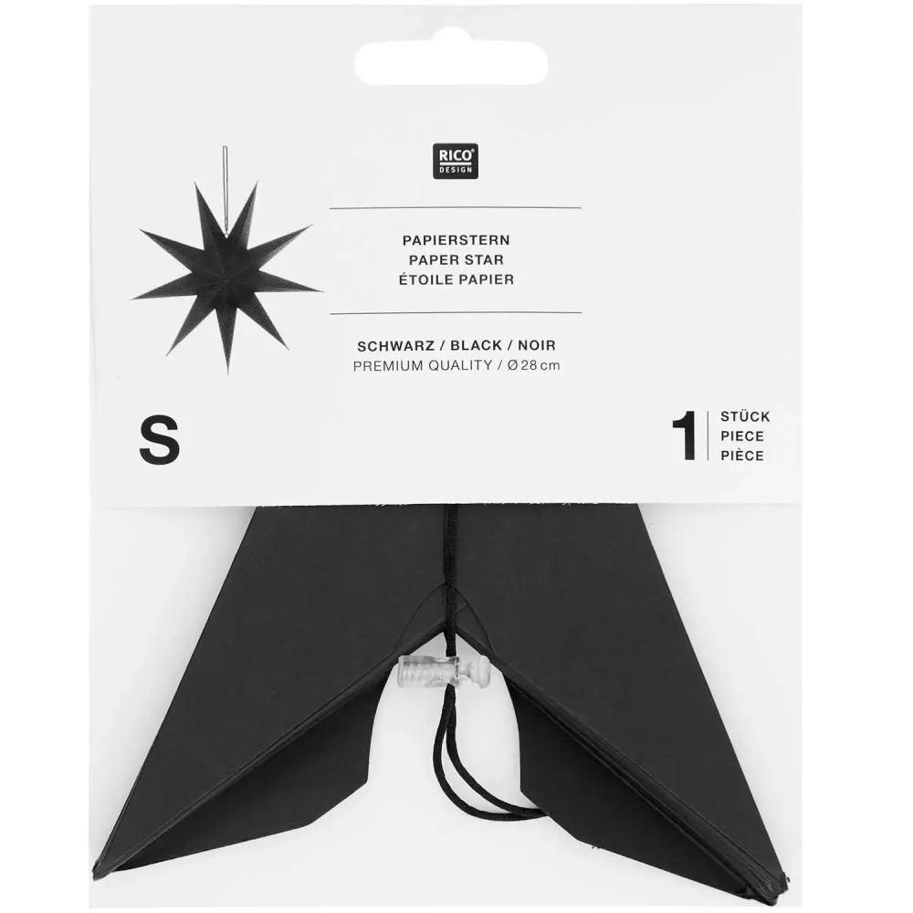 Weihnachtsschmuck Papierstern auffaltbar 28cm schwarz