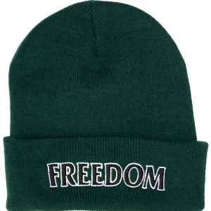 Freedom Outline Embroidered Beanie Forest Green