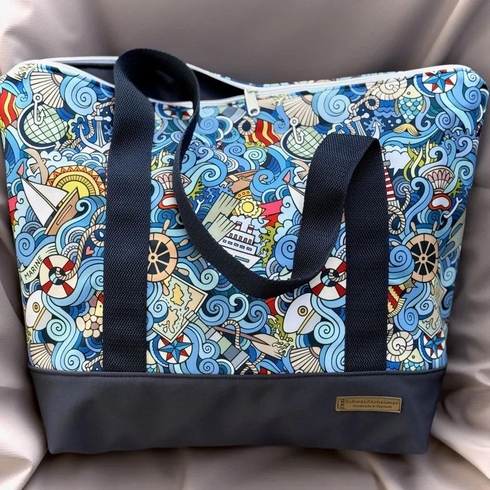 Schwimmbadtasche "Tasche für's Nasse" - Einzelstück Marine