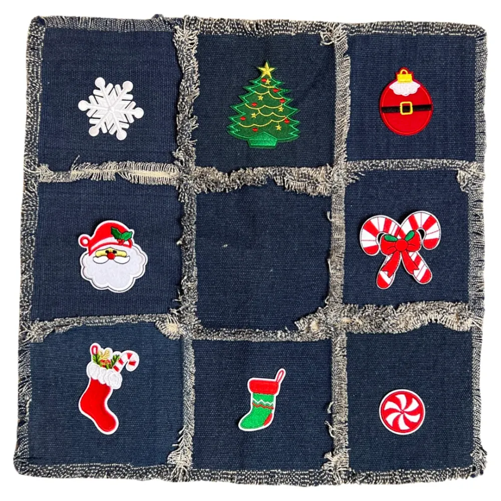Weihnachts-Weihnachtsstrumpf-Emblem-Aufnäher zum Aufbügeln, grün, rot