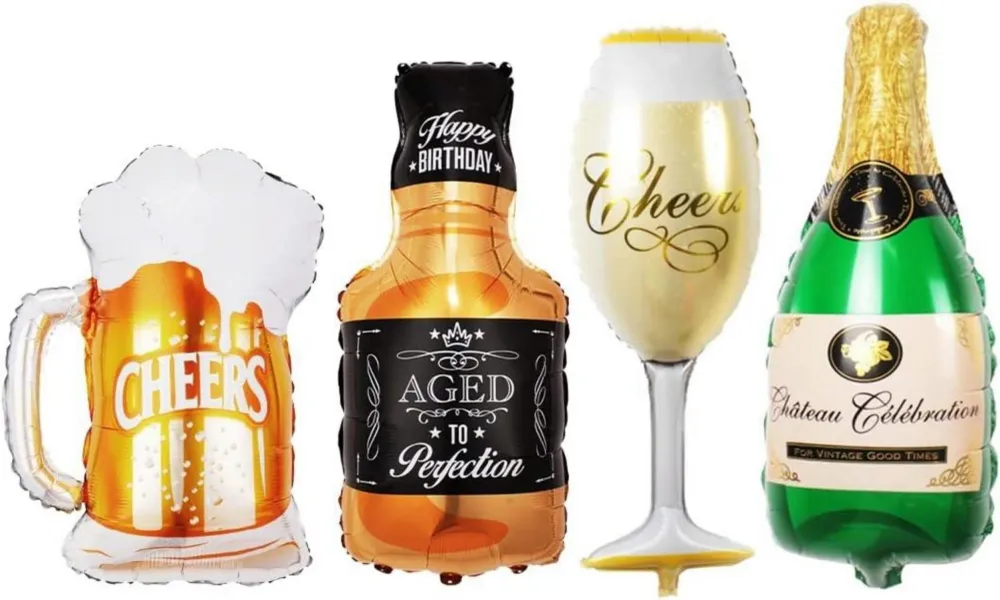 Champagner Wein Bier Ballons Weinglas Sektflasche