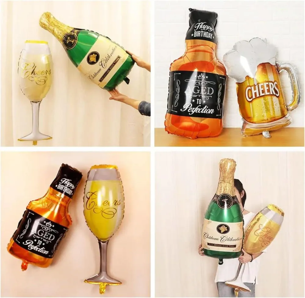 Champagner Wein Bier Ballons Weinglas Sektflasche