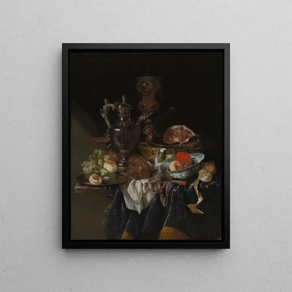 Gemälde Weinglas aus Silber, Schinken und Früchte - Abraham van Beyeren | Kunstdruck