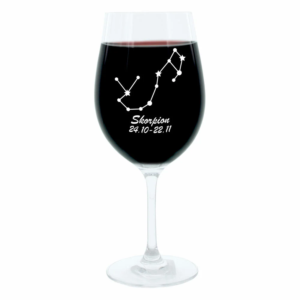 Leonardo Weinglas 400 ml, Motivglas, Sternbild Skorpion, Geschenk, Stimmungsglas mit Gravur, Moodglas, 22 cm