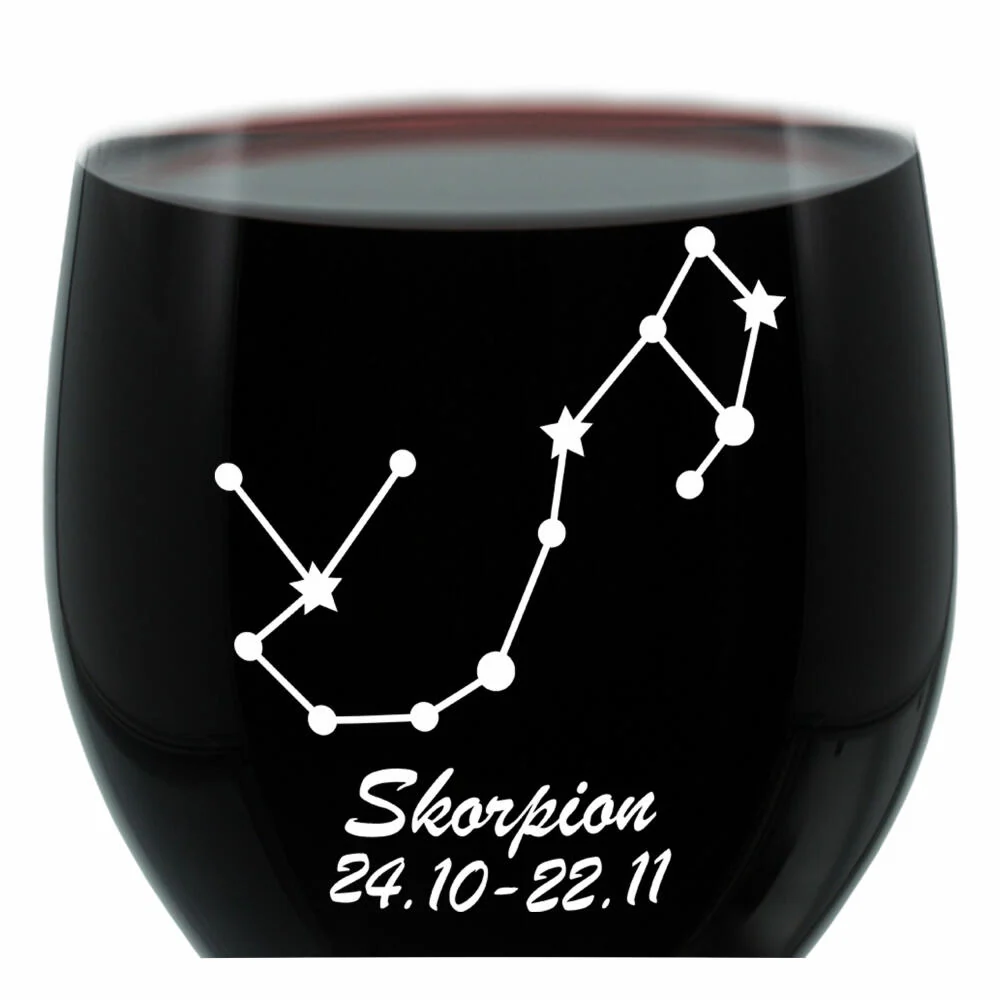Leonardo Weinglas 400 ml, Motivglas, Sternbild Skorpion, Geschenk, Stimmungsglas mit Gravur, Moodglas, 22 cm
