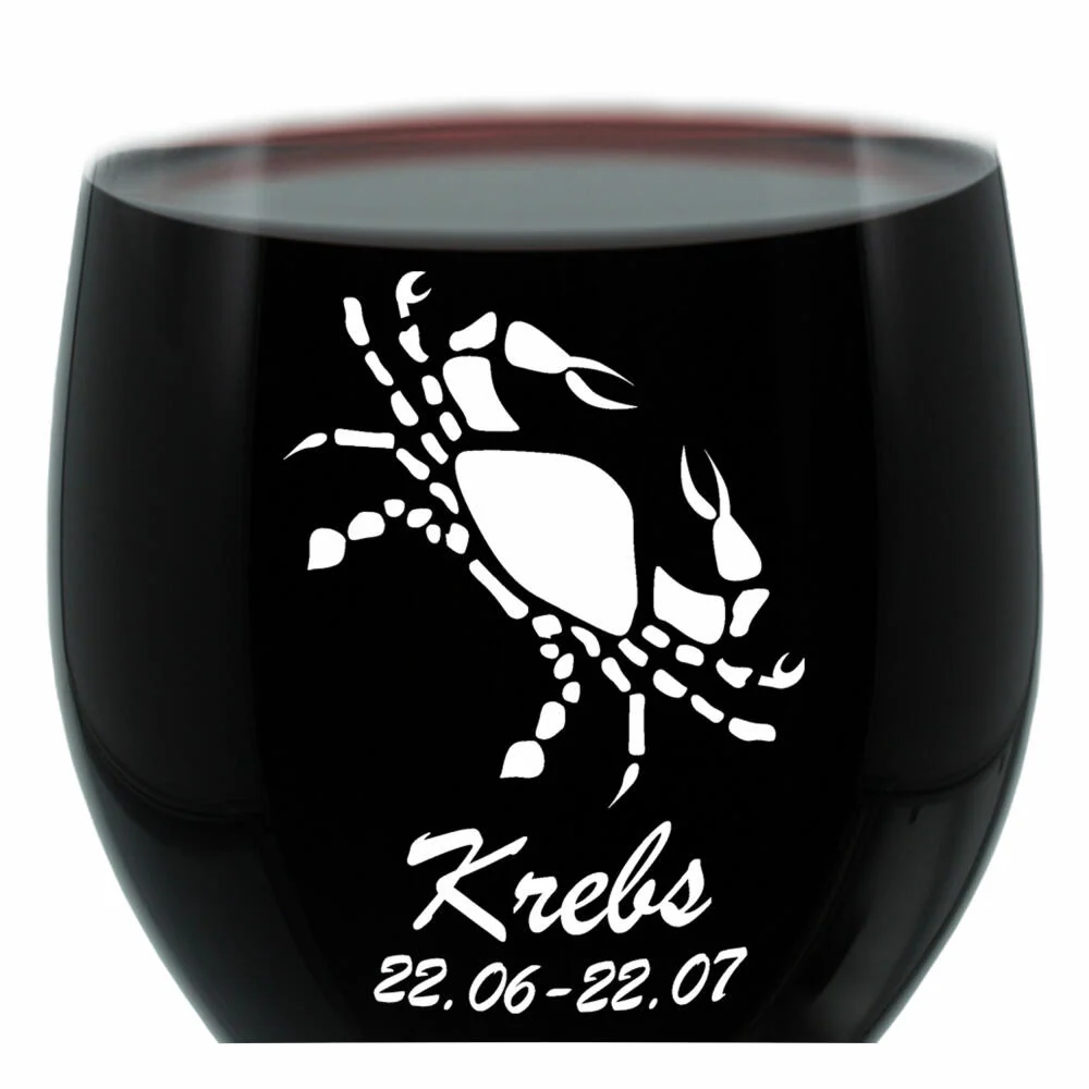 Leonardo Weinglas 400 ml, Motivglas, Sternzeichen Krebs, Geschenk, Stimmungsglas mit Gravur, Moodglas, 22 cm