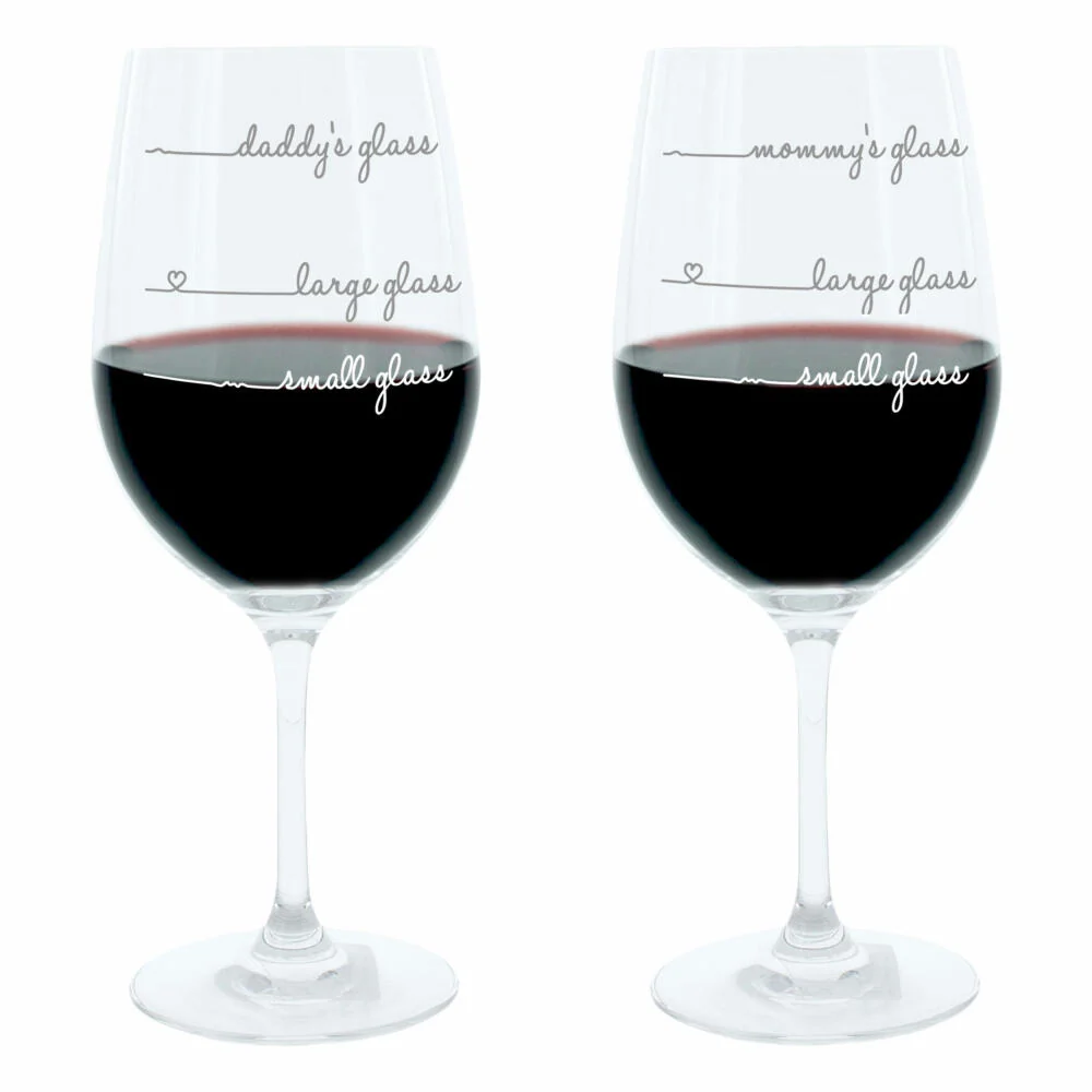 Leonardo Weinglas XL, Mommys and Daddys Glass Handwriting, 2er Set, Geschenk Stimmungsglas mit lustiger Gravur, Mood Wein...