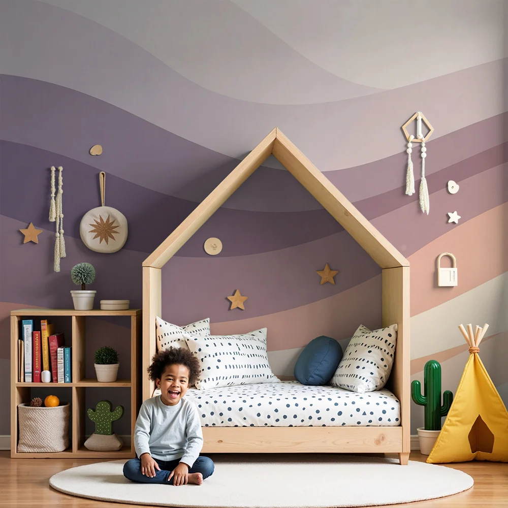 Babyzimmer Tapete | Sanfte Pastellwellen