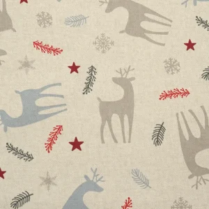 Dekostoff Leinenoptik Rentiere weihnachtlich