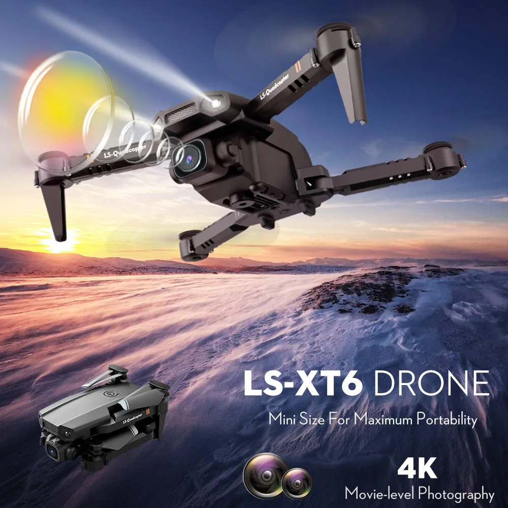 Goolsky Drohne mit Kamera 4K, Drohne Dual Kamera Track Flug Schwerkraftsensor Geste Foto Video Höhenhaltung Headless-Modus...