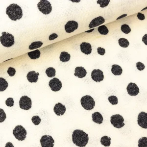 Leichter Strickstoff Nora Dots anthrazit auf Ecru