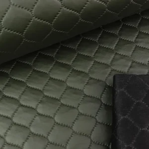 Steppstoff Deliza Quilt Lederoptik Rautenmuster khaki uni wattiert
