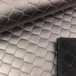 Steppstoff Deliza Quilt Lederoptik Rautenmuster mid grey uni wattiert