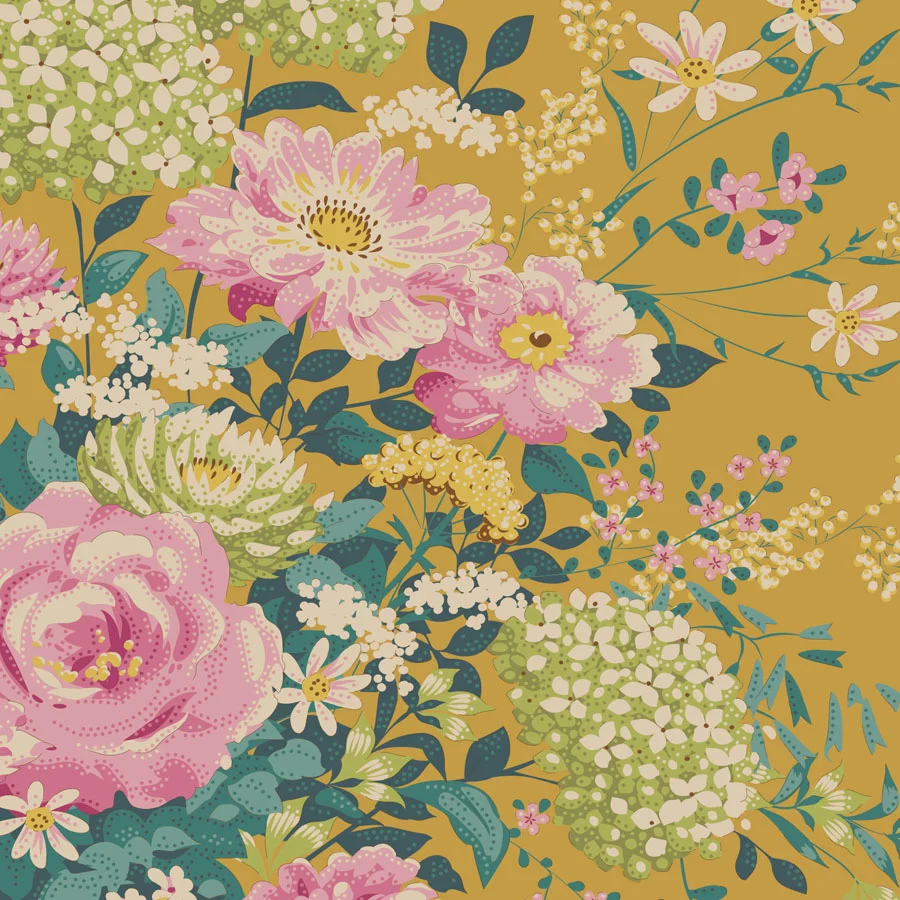 TILDA Stoff CHIC ESCAPE, Wildgarden Mustard