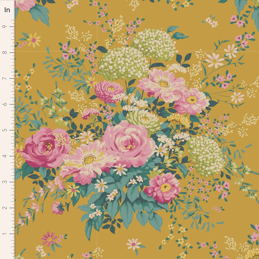 TILDA Stoff CHIC ESCAPE, Wildgarden Mustard