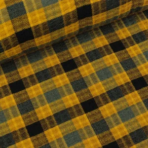 Washed Viskose Krepp Check ochre-dusty green