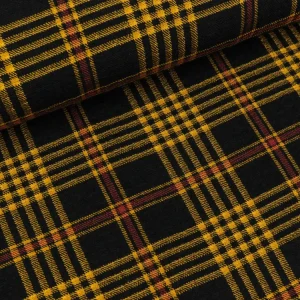 Washed Viskose Krepp Check ocker-schwarz