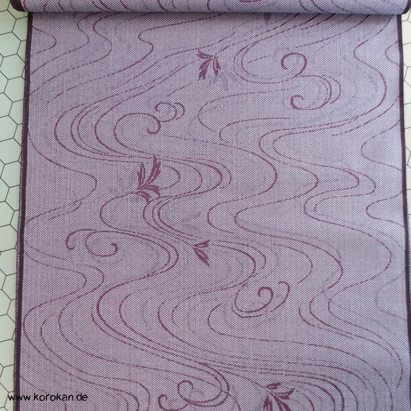 Wellen, Blätter mauve meliertes Wollmischgewebe Kimono Jacquard