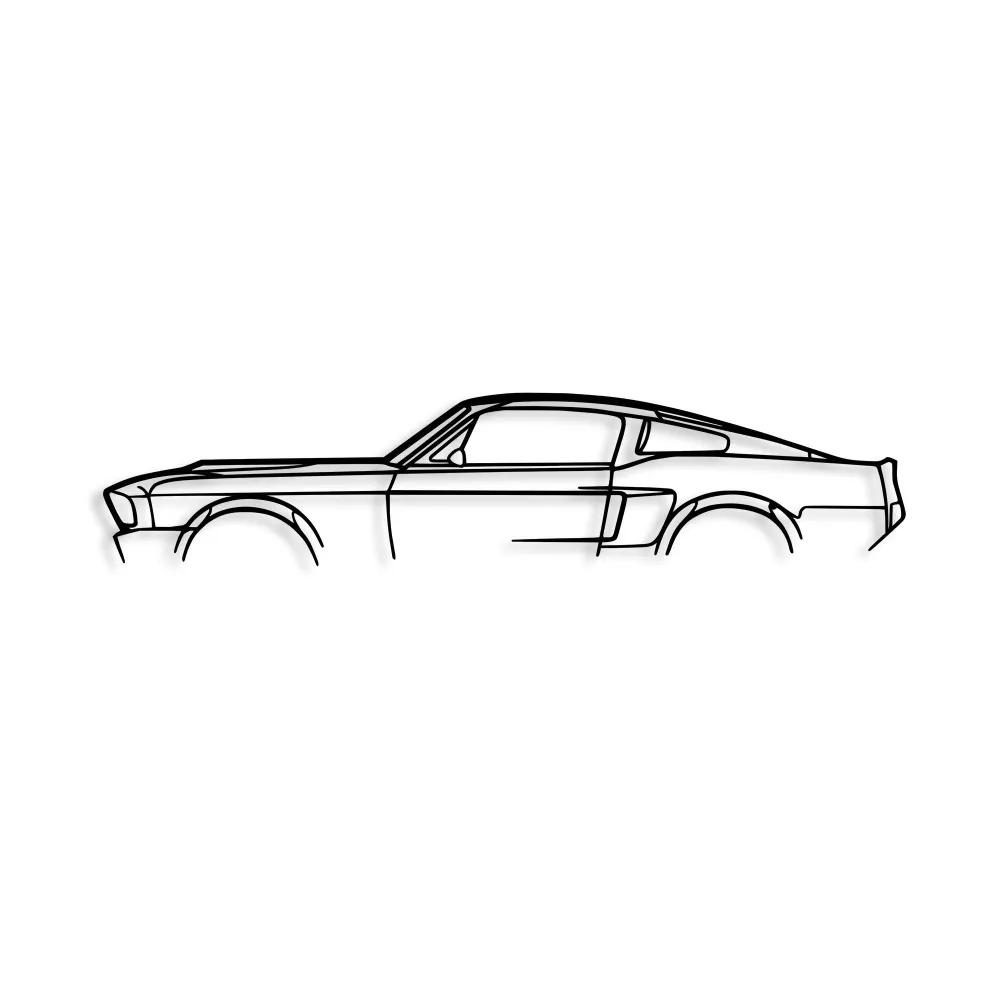 1967 Ford Mustang Shelby GT500 Silhouette Wanddeko - Schwarz