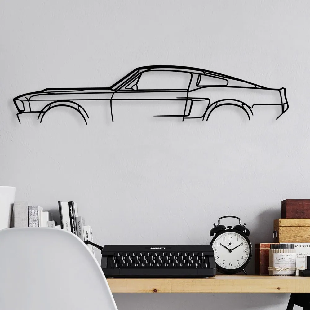 1967 Ford Mustang Shelby GT500 Silhouette Wanddeko - Schwarz