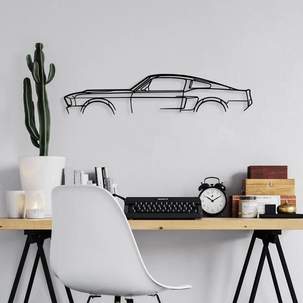 1967 Ford Mustang Shelby GT500 Silhouette Wanddeko - Schwarz