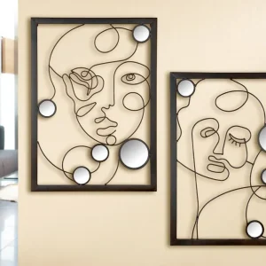 2-er Set Wanddeko ILLUSTRATION - 3D Metallbild mit Spiegelelementen von Gilde