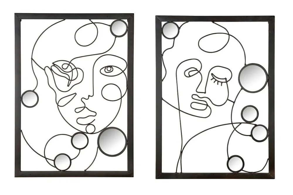 2-er Set Wanddeko ILLUSTRATION - 3D Metallbild mit Spiegelelementen von Gilde