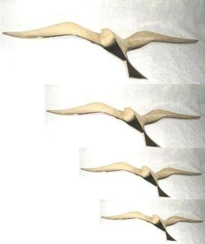 4er Set- Möwen 25-50 cm- Wanddeko mit Aufhängeringen- aus Messing - Maritime Deko